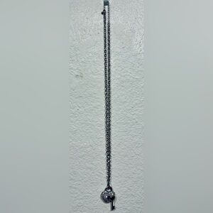 Vintage Silver-tone Chain Link Key Pendant Necklace